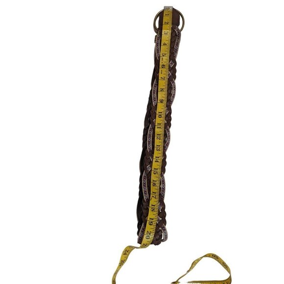 Vintage womens belt size 9 faux leather braided vegan friendly brown floral - Picture 8 of 9